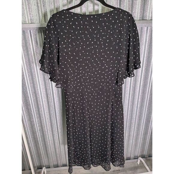 Tahari  Black Polka Dot Knee Length Sheath Dress Women's 8 - Picture 2 of 5